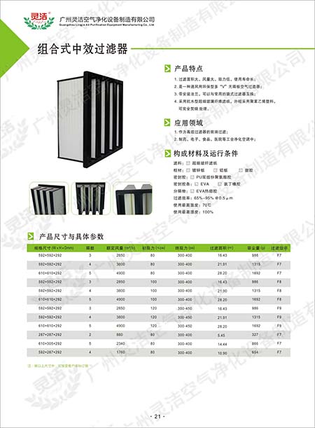 组合式中效V型冈本视频网址/大风量/W型/V型冈本视频网址优点